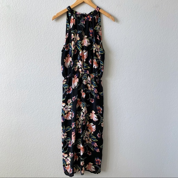 As U Wish Pants - AS U WISH Floral Keyhole Cropped Wide Leg Jumpsuit